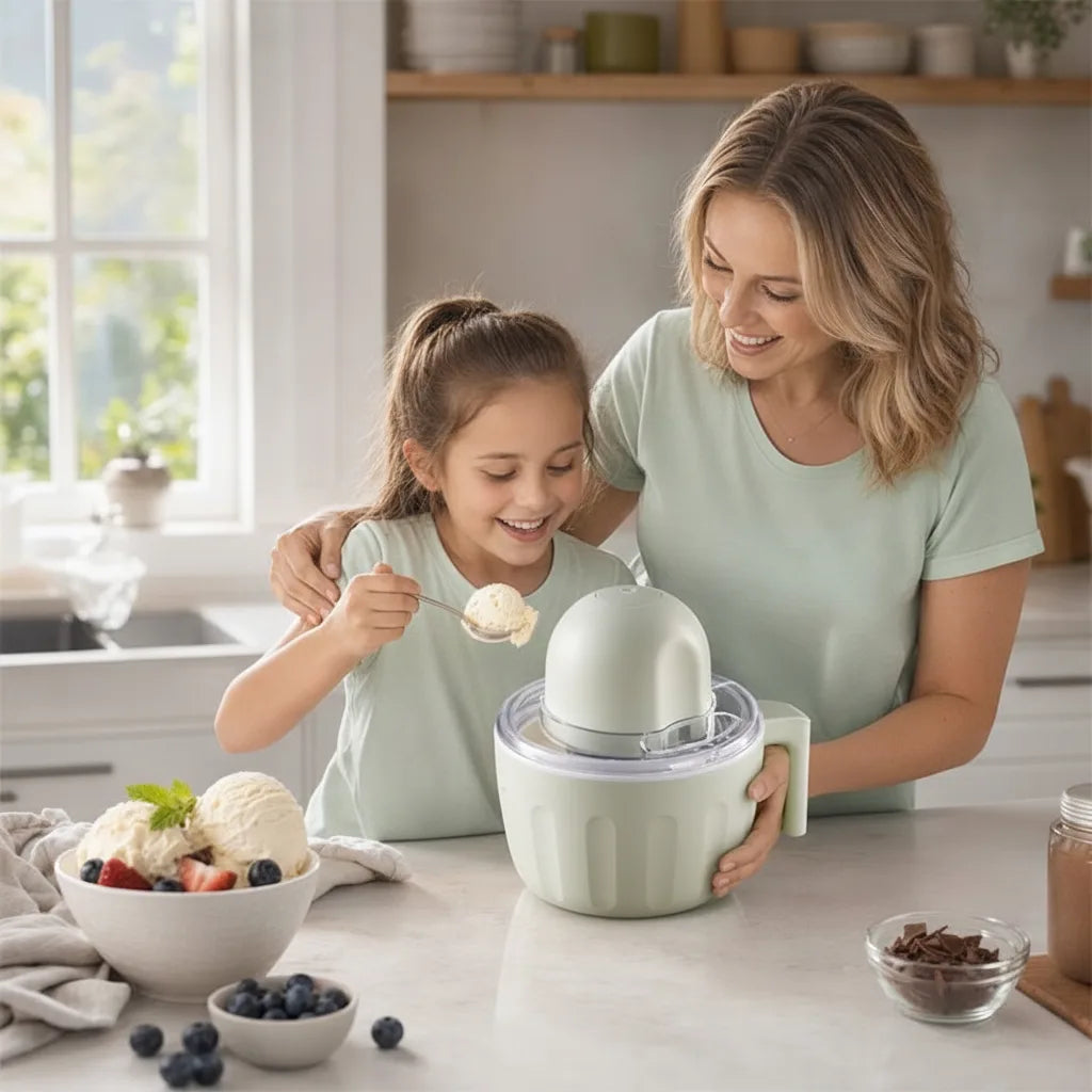 Ice Cream Maker Automatic Stirring Stainless Steel Compact