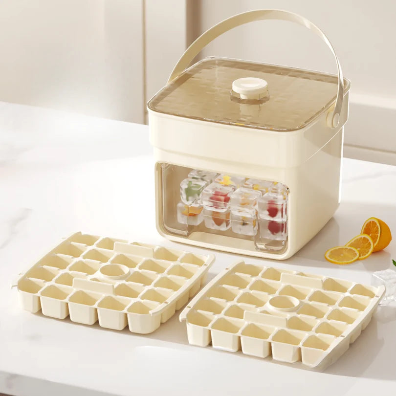 Ice Cube Tray Flexible Pop-Out Storage Box Lid & Handle