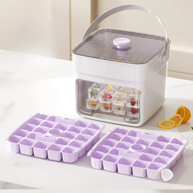 Ice Cube Tray Flexible Pop-Out Storage Box Lid & Handle