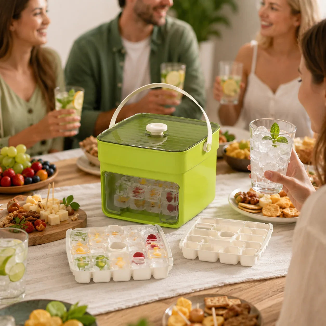 Ice Cube Tray Flexible Pop-Out Storage Box Lid & Handle