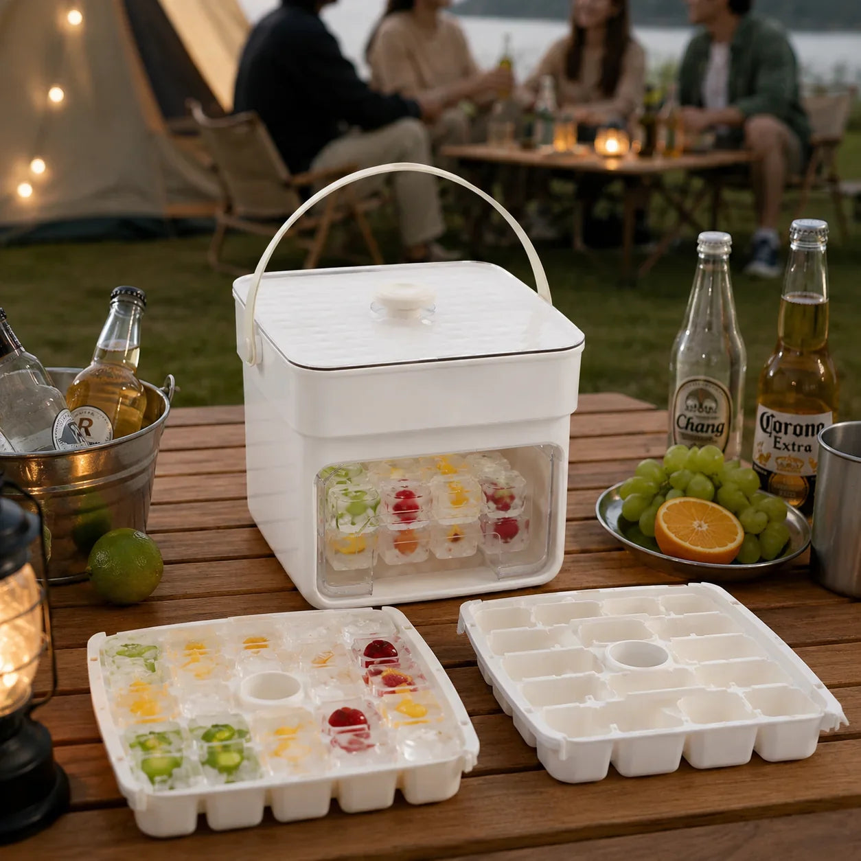 Ice Cube Tray Flexible Pop-Out Storage Box Lid & Handle