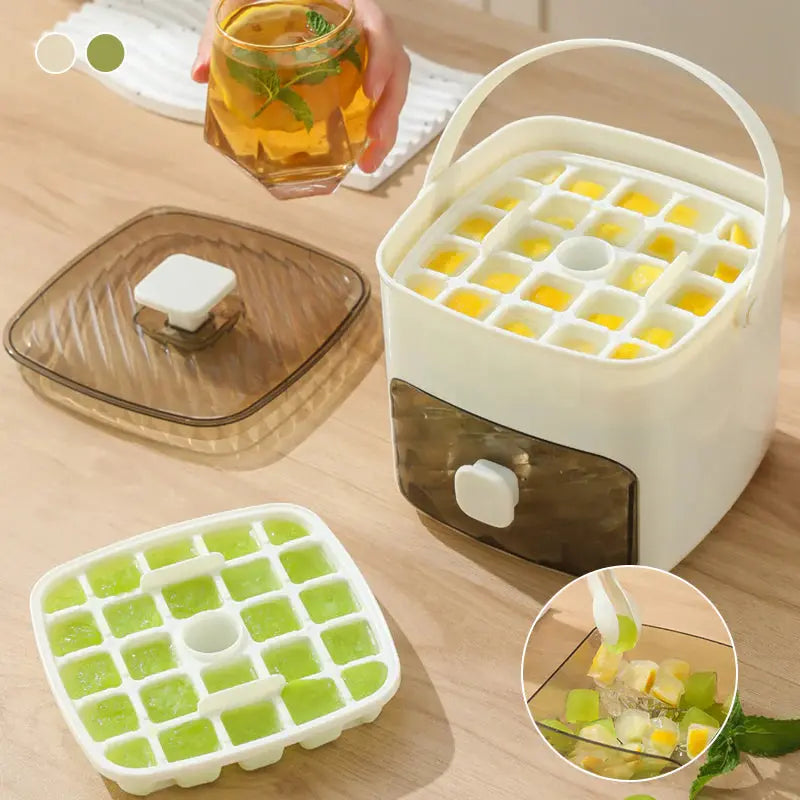 Ice Cube Tray Push-Button Release Stackable Hygienic 48 Cubes