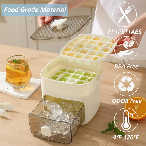 Ice Cube Tray Set Push-Button Release 48-Cube Stackable