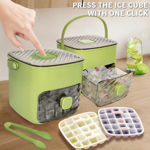 Ice Cube Tray Set Push-Button Release 48-Cube Stackable