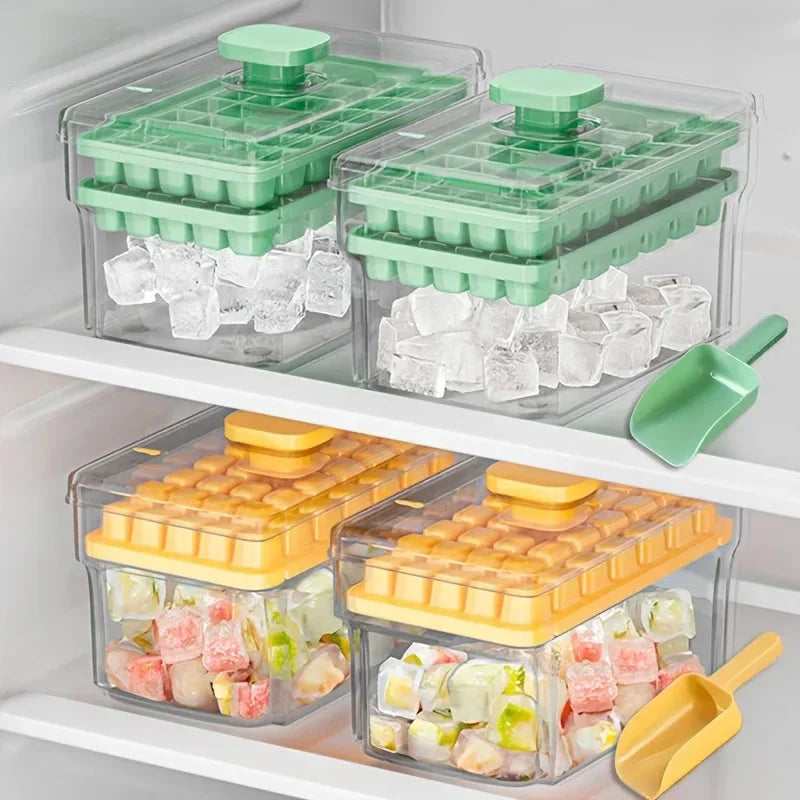 Ice Tray Set Push-Button Release Stackable 68-Cube