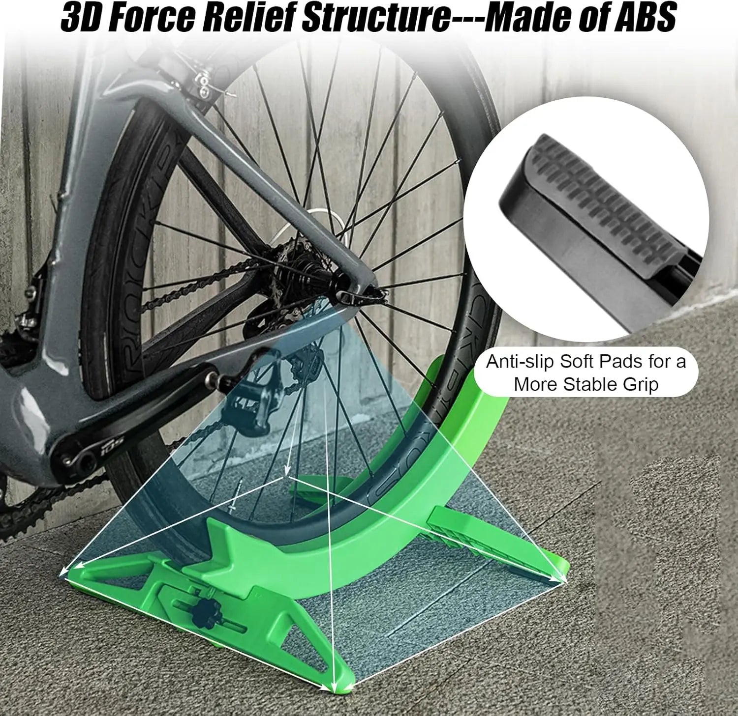 Indoor Bike Stand Adjustable Width No-Lift Parking Non-Slip Feet