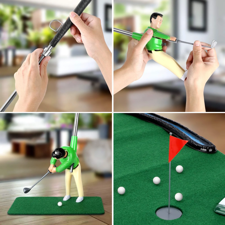Indoor Mini Golf Set Movable Golfer Foldable Felt Mat