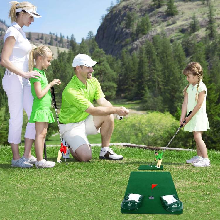 Indoor Mini Golf Set Movable Golfer Foldable Felt Mat