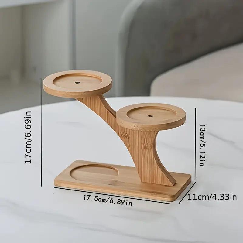Indoor Plant Stand Two-Tier Staggered Bamboo Recessed Holders