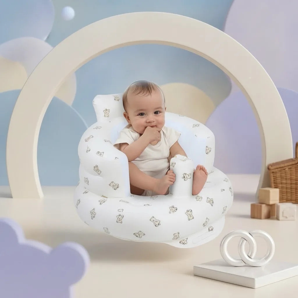 Inflatable Baby Seat Built-In Foot Pump & Ergonomic Backrest