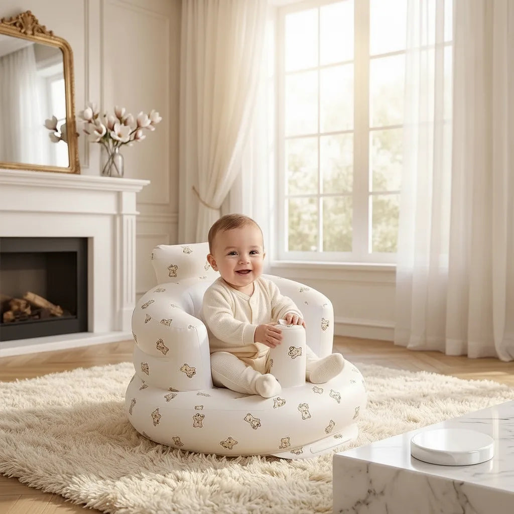Inflatable Baby Seat Built-In Foot Pump & Ergonomic Backrest