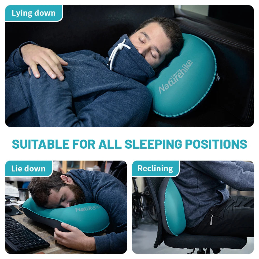 Inflatable Camping Pillow Ultralight Packable Ergonomic Neck Support