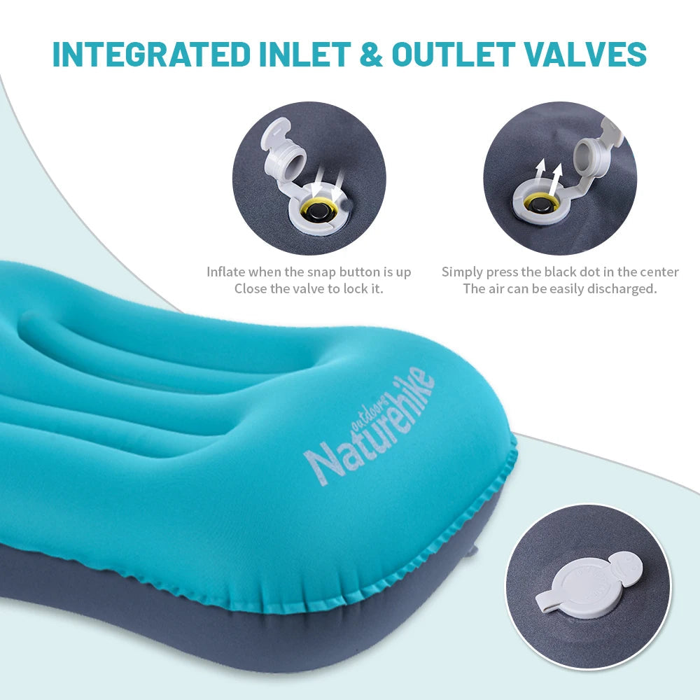 Inflatable Camping Pillow Ultralight Packable Ergonomic Neck Support