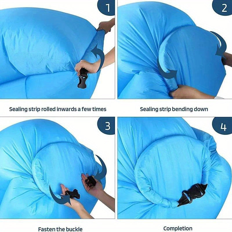 Inflatable Lounger Pump-Free Weather-Resistant Polyester