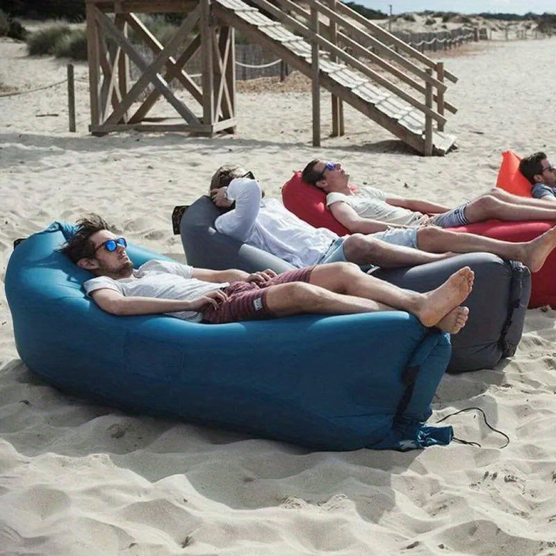 Inflatable Lounger Pump-Free Weather-Resistant Polyester