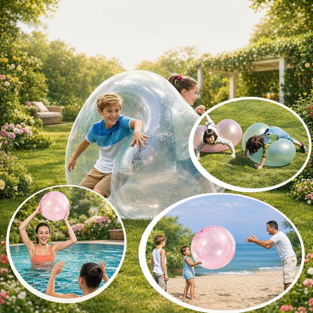 Inflatable Play Ball Tear-Resistant Non-Toxic Self-Sealing Valve