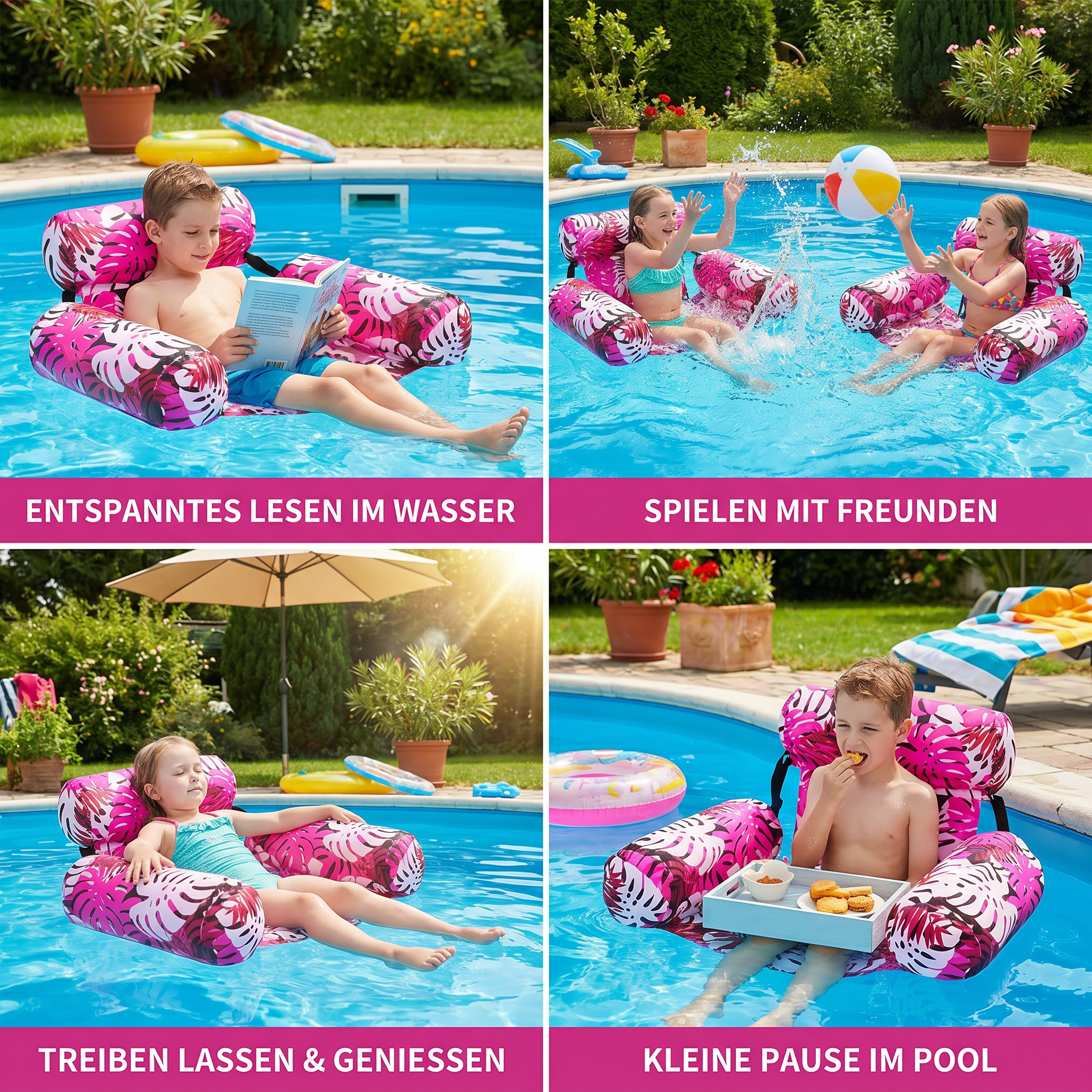 Inflatable Pool Hammock Breathable Mesh Backrest & Stable Float
