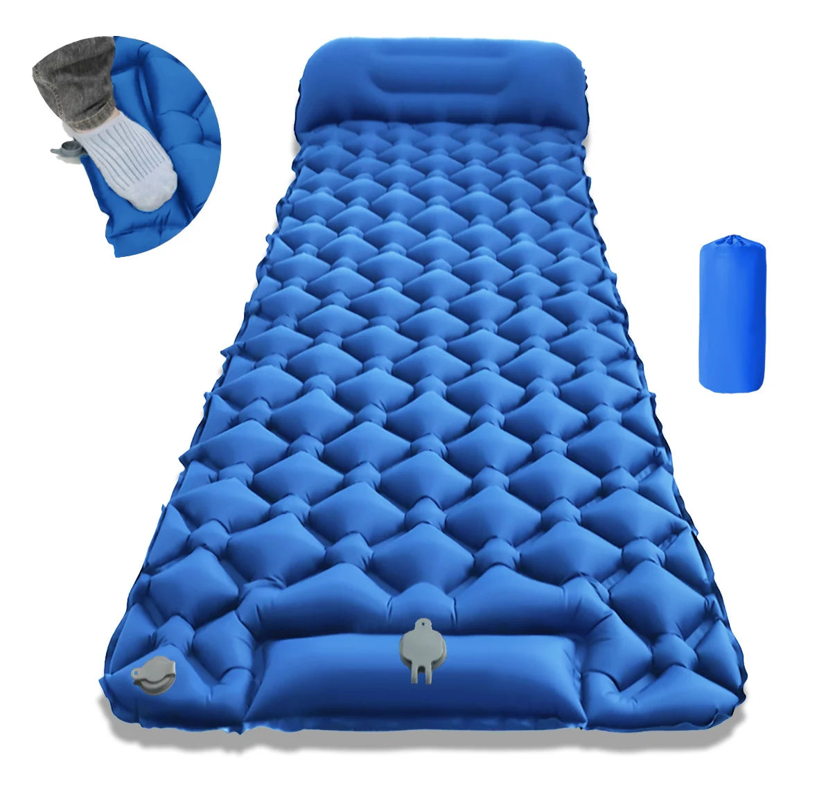 Inflatable Sleeping Mat Integrated Pillow & Foot Pump