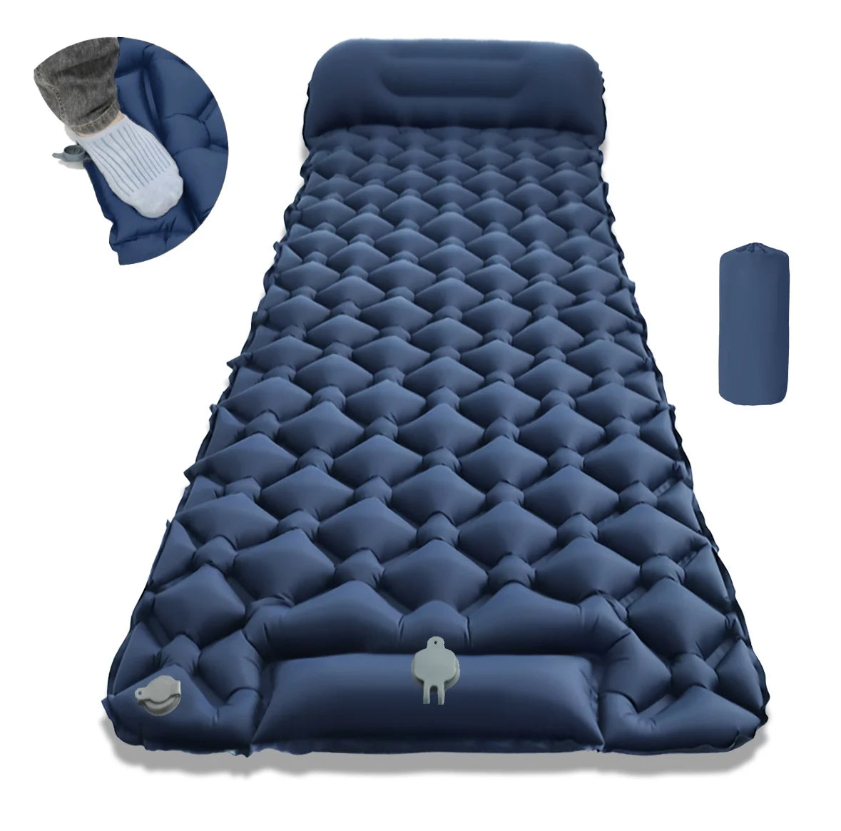 Inflatable Sleeping Mat Integrated Pillow & Foot Pump