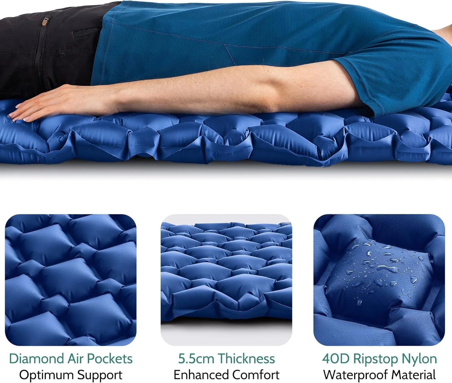 Inflatable Sleeping Pad Ultralight Compact Insulated