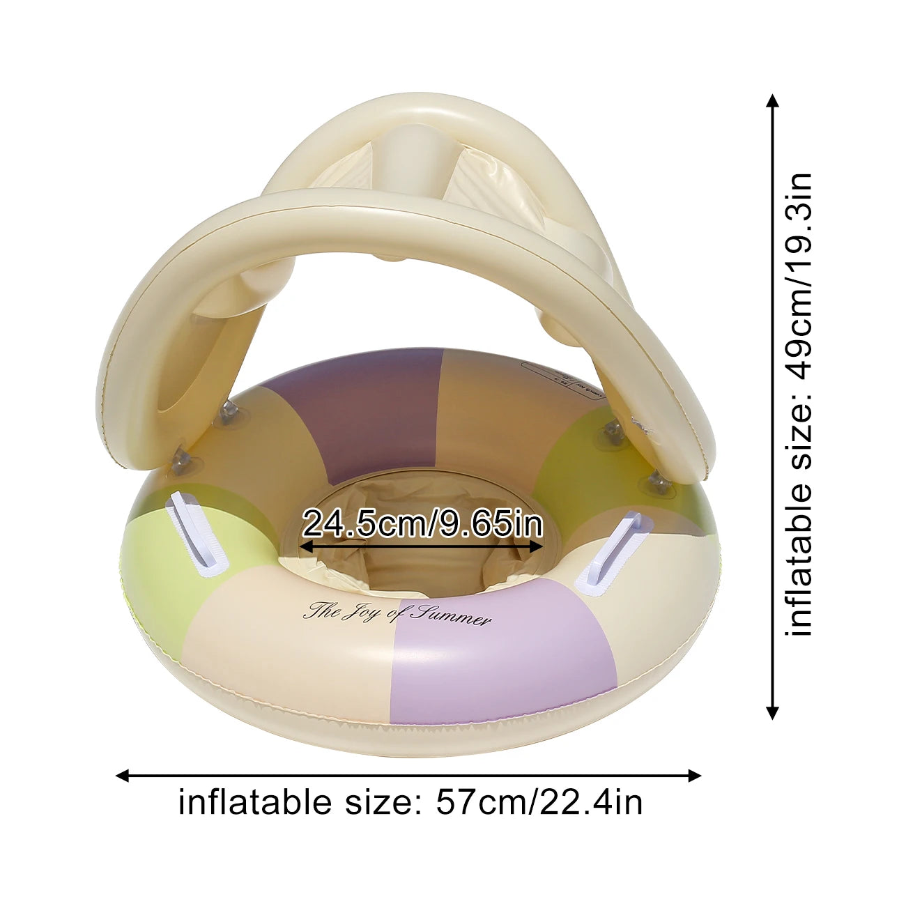 Inflatable Swim Ring Integrated Sunshade & Secure Handles