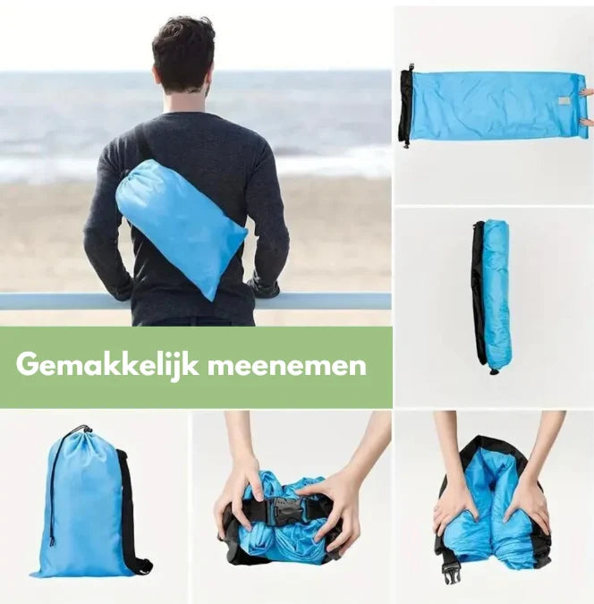 Inflatable Travel Lounger Pump-Free Lightweight Foldable