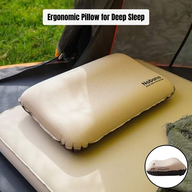 Inflatable Travel Pillow Ergonomic Neck Support Quick Inflate