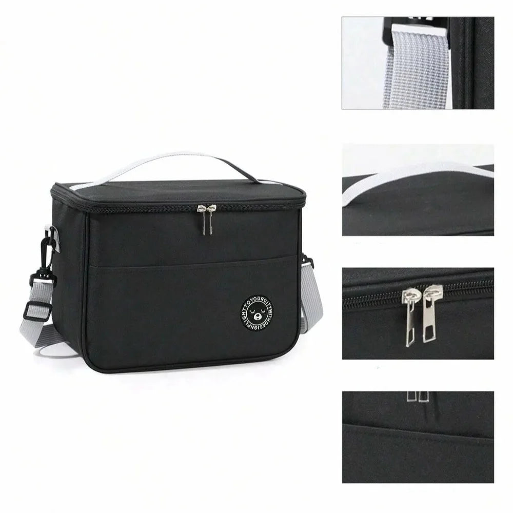 Insulated Lunch Bag Water-Repellent Oxford Padded Shoulder Strap