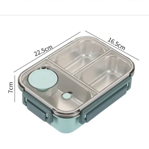 Insulated Lunchbox Stainless Steel Inserts 3 Compartments Leak-Proof