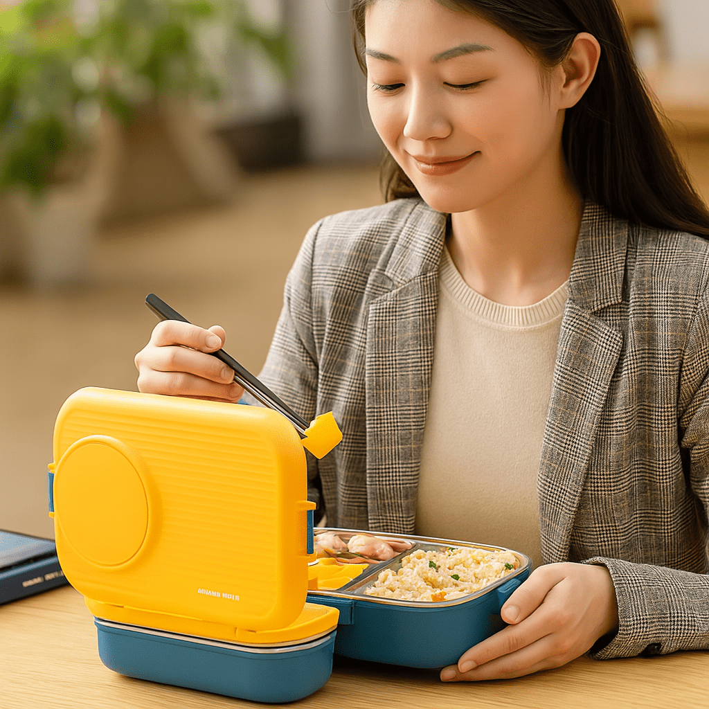 Insulated Lunchbox Stainless Steel Leak-Proof Three Compartments