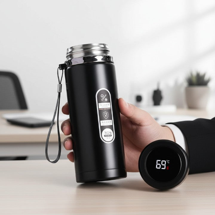 Insulated Thermos Bottle LED Temperature Display Stainless Steel