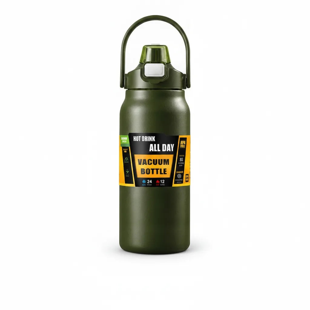 Insulated Water Bottle Integrated Straw Double-Wall Vacuum Stainless Steel