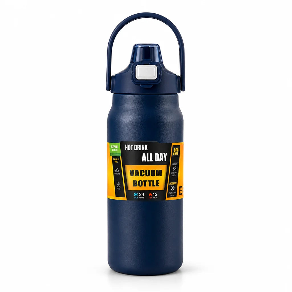 Insulated Water Bottle Integrated Straw Double-Wall Vacuum Stainless Steel