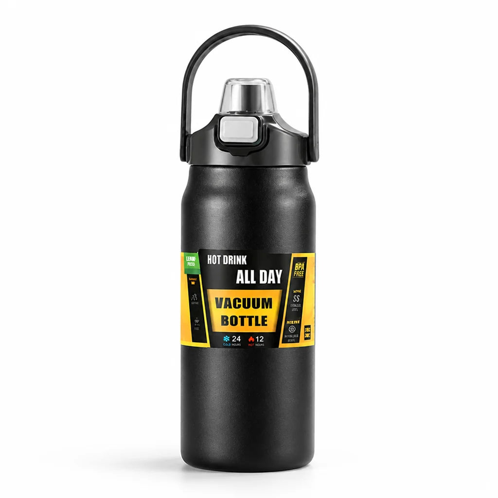 Insulated Water Bottle Integrated Straw Double-Wall Vacuum Stainless Steel