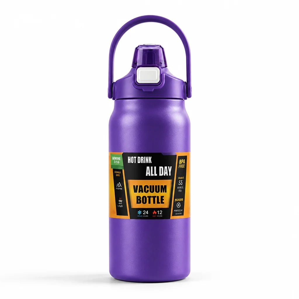 Insulated Water Bottle Integrated Straw Double-Wall Vacuum Stainless Steel