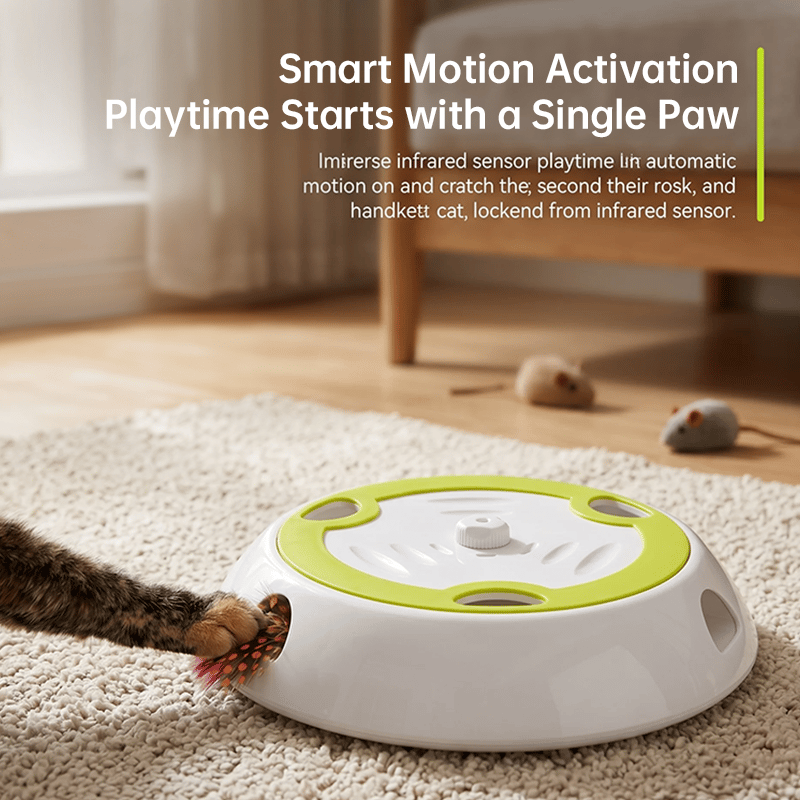 Interactive Cat Toy Motion Sensor Feather Pop-Up USB-C Rechargeable