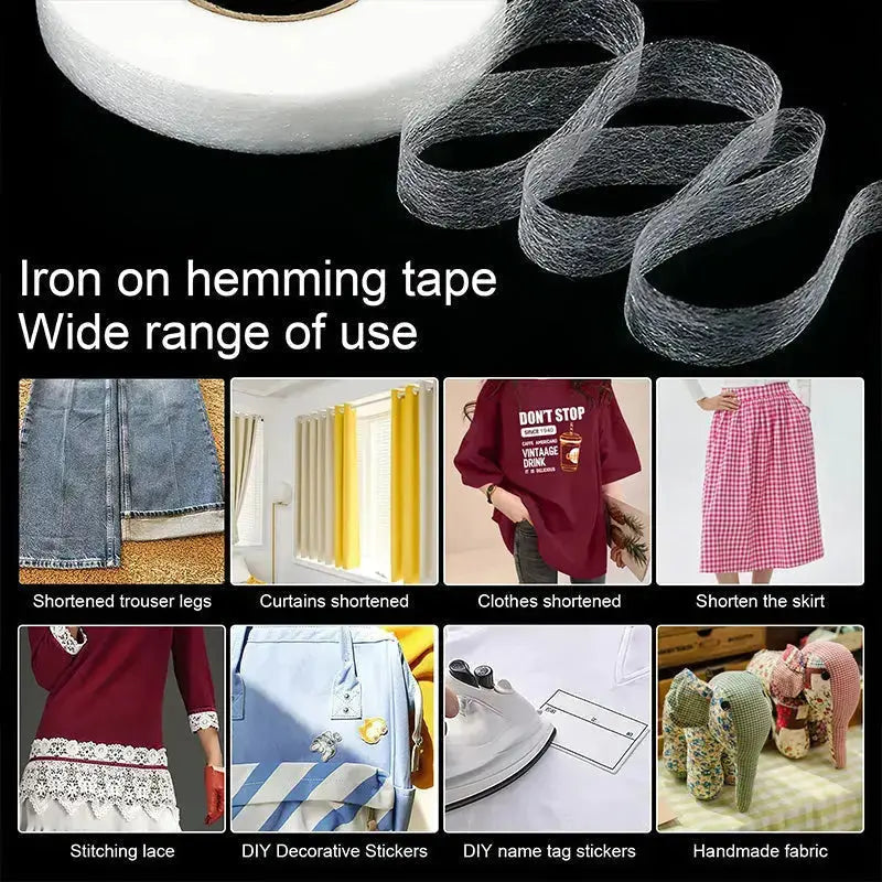 Iron-On Hem Tape Cotton Double-Sided Adhesive 64m Roll
