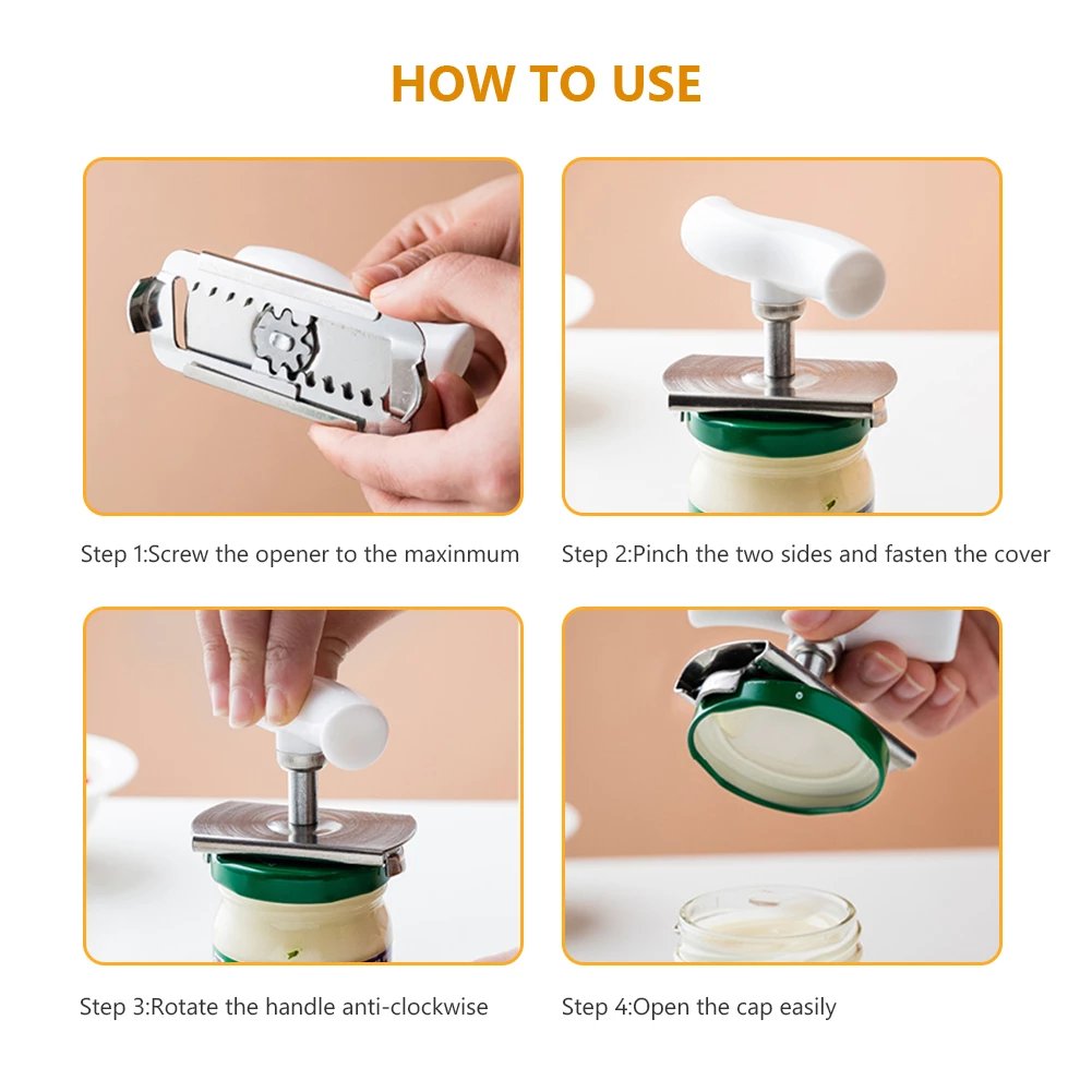 Jar Opener Adjustable Stainless Steel Teeth & Ergonomic Handle