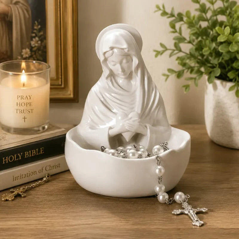 Jewelry Dish Madonna Figurine Matte White Resin