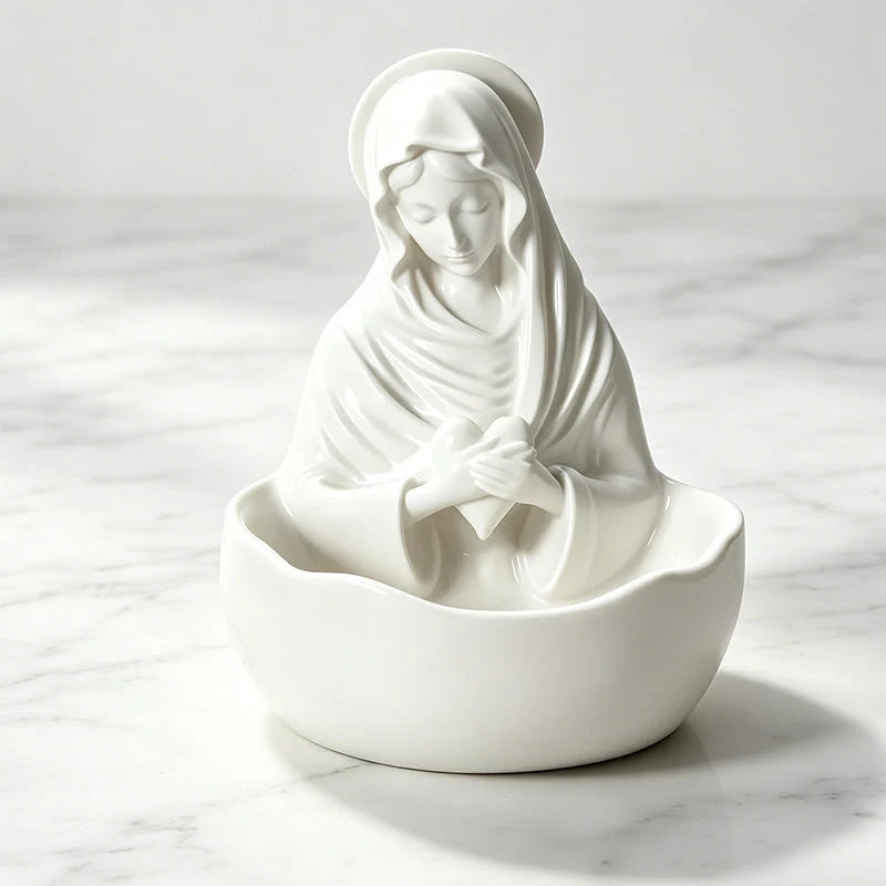 Jewelry Dish Madonna Figurine Matte White Resin