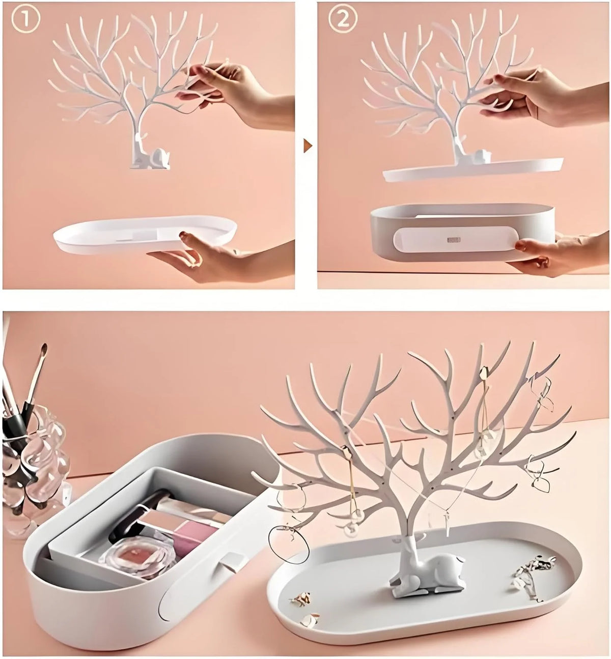 Jewelry Stand Tree Design & Integrated Drawer
