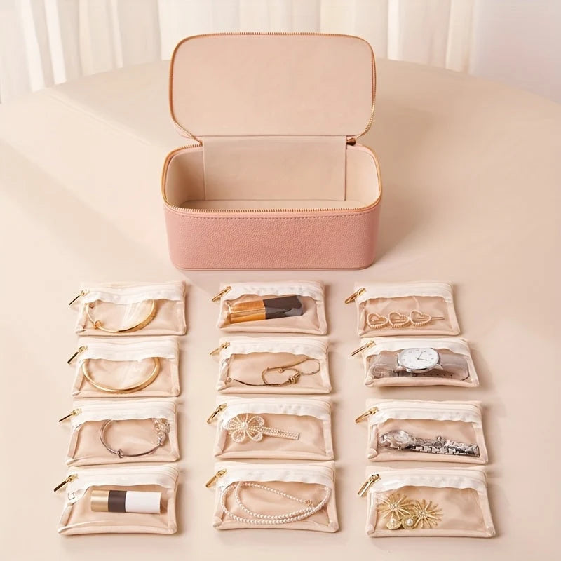 Jewelry Travel Case Removable Velvet Pouches With Windows