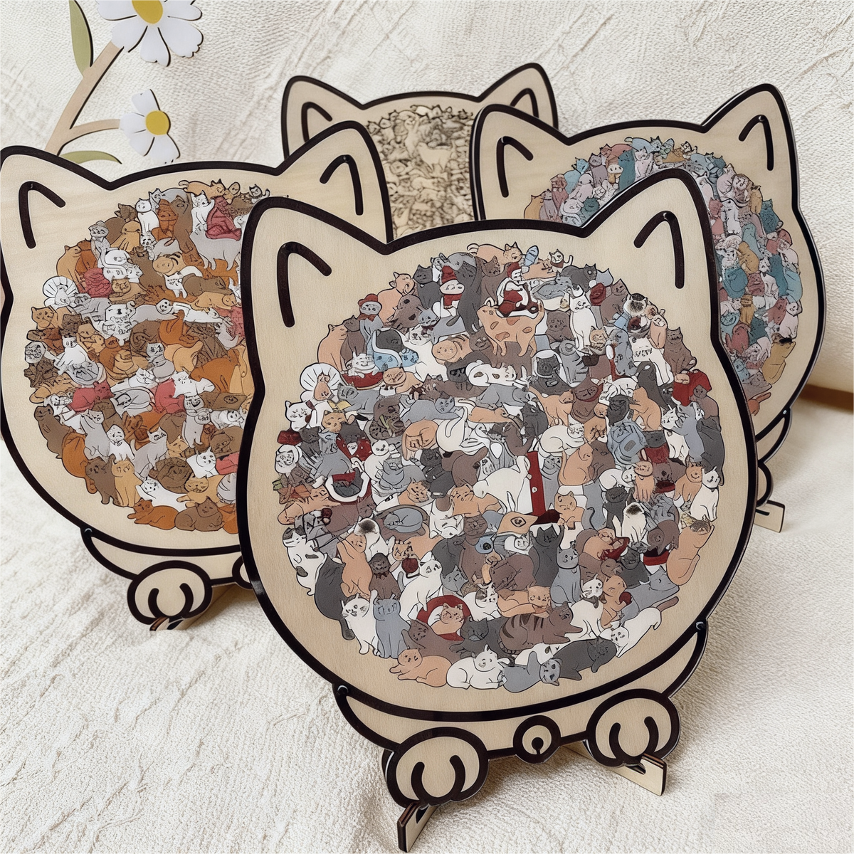 Jigsaw Puzzle Wooden Cat-Shaped 135 Pieces