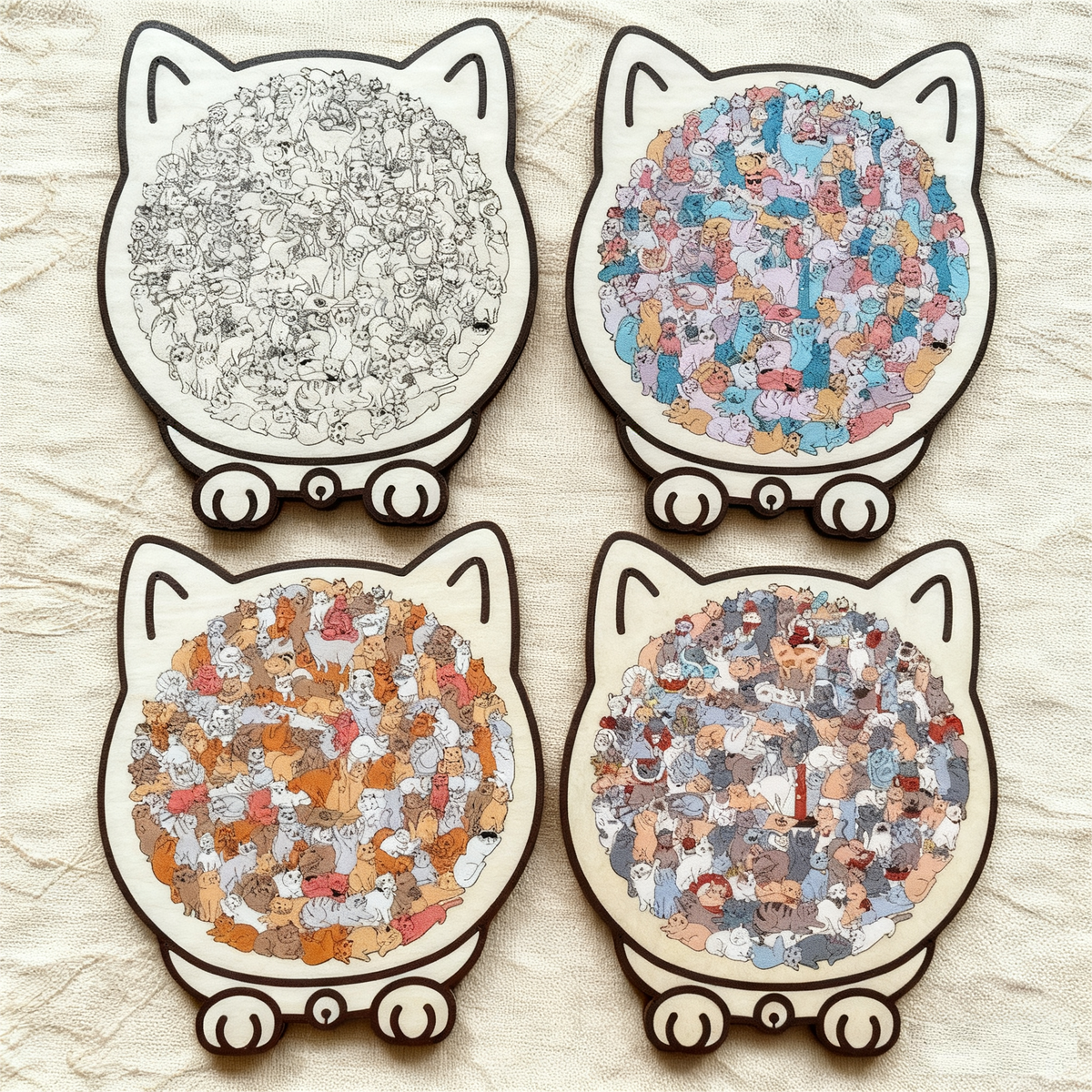Jigsaw Puzzle Wooden Cat-Shaped 135 Pieces
