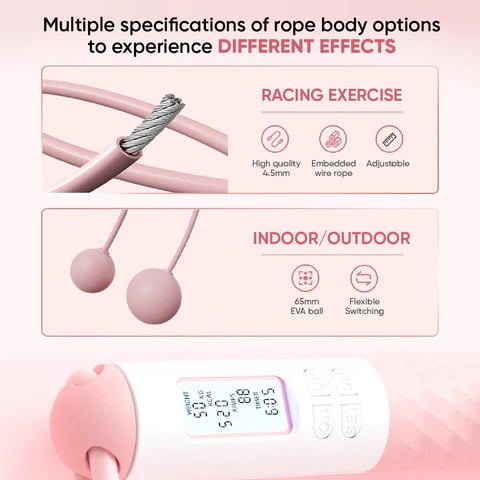 Jump Rope Weighted Dual-Mode Wireless & Steel Cable LED Counter