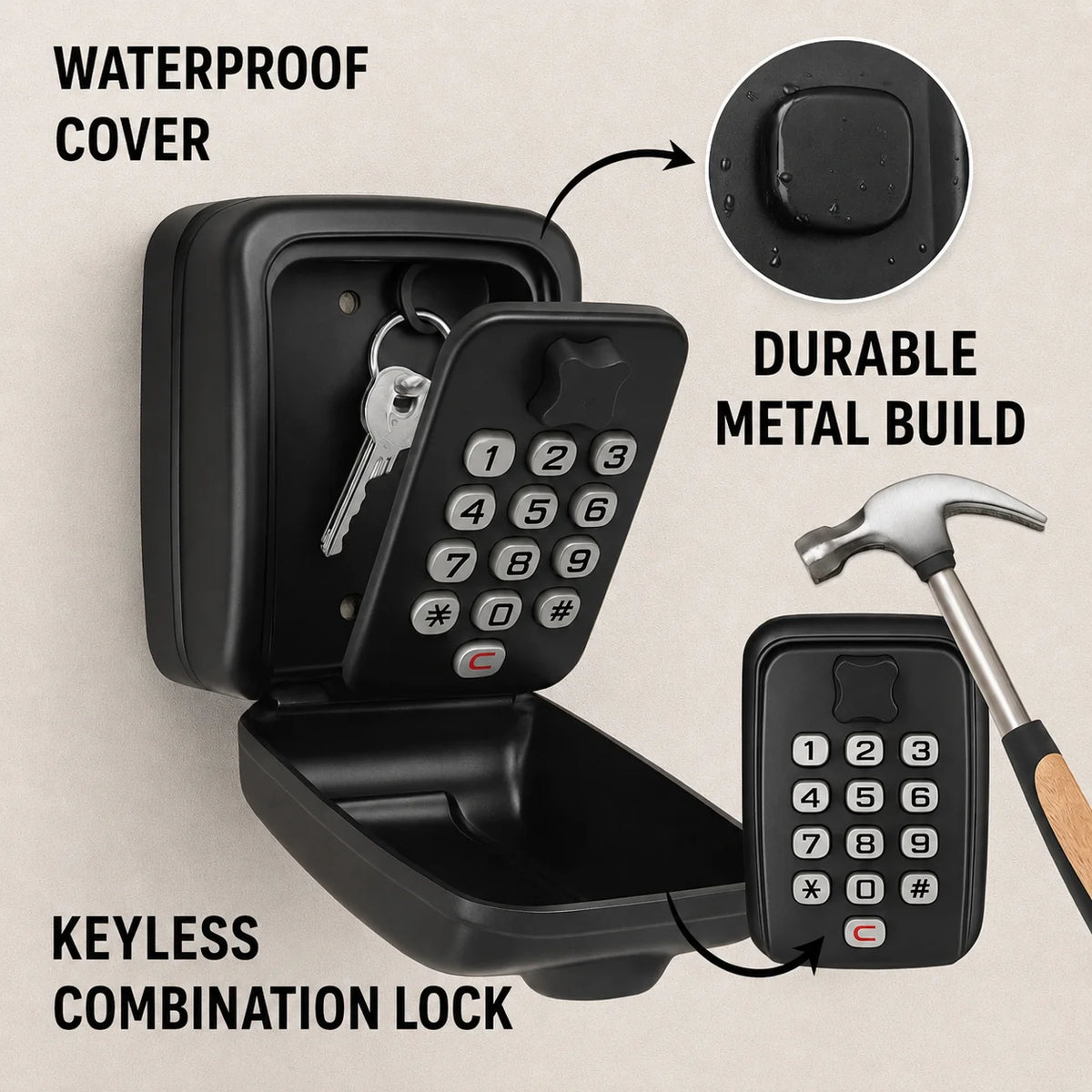 Key Safe Weatherproof Metal Adjustable Combination Lock