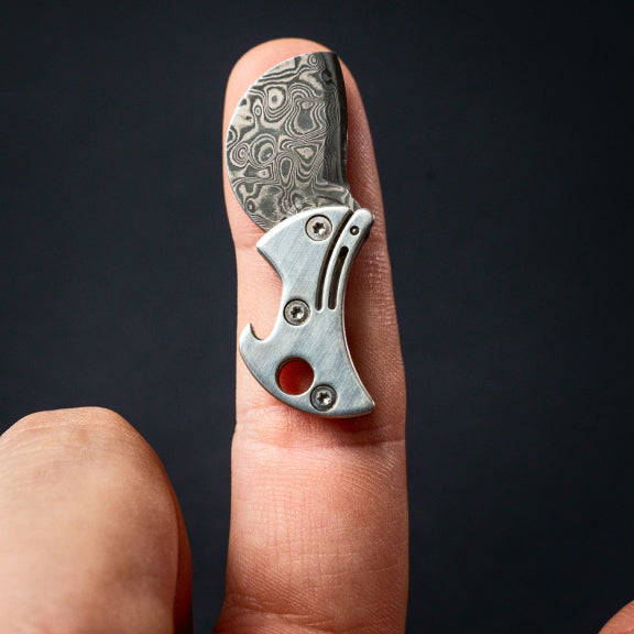 Keychain Bottle Opener Ultra-Compact Titanium Body & Damascus Blade