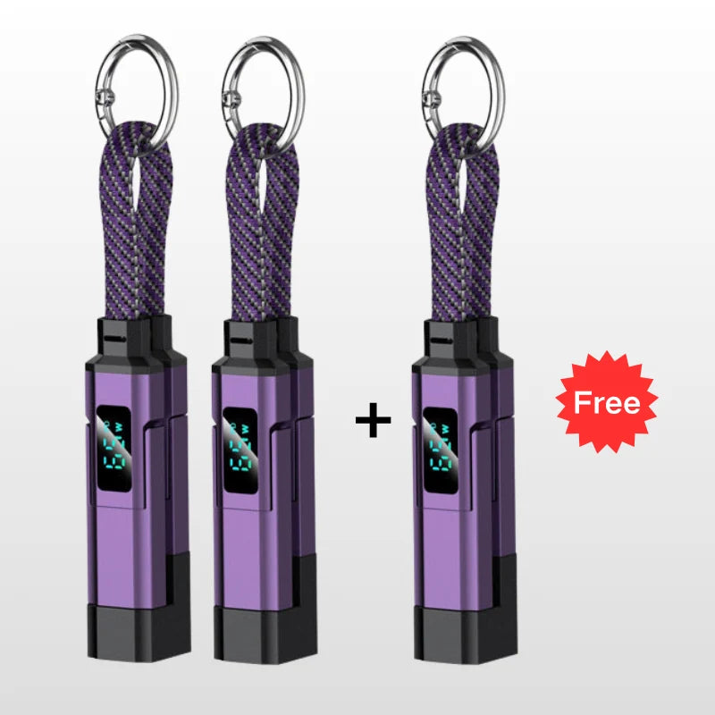Keychain Charging Cable 4-In-1 Digital Display & Fast Charge