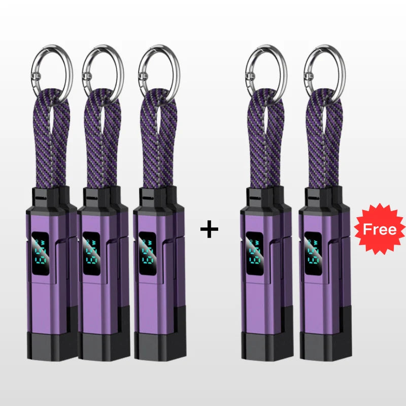 Keychain Charging Cable 4-In-1 Digital Display & Fast Charge