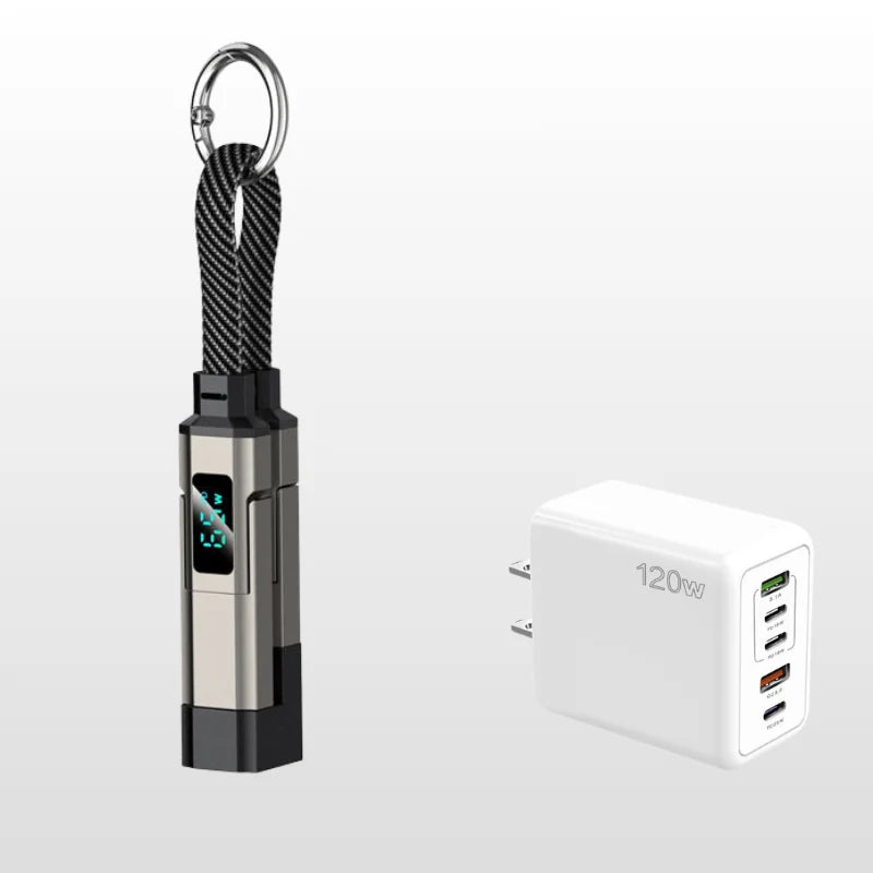 Keychain Charging Cable 4-In-1 Digital Display & Fast Charge